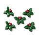 クリスマス オペーク レジン カボション  ヒイラギの葉  グリーン  18x25x5.5mm RESI-K019-39-1