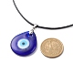 Blaue Bunte Malerei-Halskette mit bösem Blick-Anhänger und gewachster Kordel für Damen NJEW-JN03955-01-5