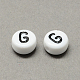 Cuentas de letras de agujero horizontal de acrílico blanco y negro X-SACR-Q101-01G-2