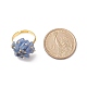 天然混合宝石チップフラワー調節可能なリング  女性のためのゴールデンブラスジュエリー  内径：18mm RJEW-JR00556-3