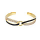 Zircone cubique transparente entrecroisée avec anneau bracelet manchette ouvert avec émail BJEW-N012-018-2