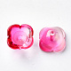 Bouchons de perles en verre peint à la bombe transparent à 4 pétale X-GGLA-S054-009B-02-2
