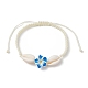 Natural Shell & Polymer Clay 3D Flower Link Bracelet BJEW-JB09815-2