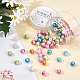 Sunnyclue 100 pièces ab couleur vague imprimée perles acryliques pour bricolage bracelets extensibles faisant des kits DIY-SC0015-35B-4