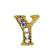 Cabujones de clavos con letras de diamantes de imitación de oro de aleación MRMJ-S047-023Y-1
