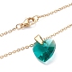 Heart Glass Pendant Necklaces NJEW-K117-01G-2