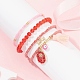4 pièces 4 styles mauvais œil thème de la saint-valentin alliage émail et polycoton (polyester coton) gland bracelets à breloques ensemble BJEW-JB09618-03-2