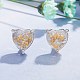 Heart Imitation Opal Stone Stud Earrings for Girl Women EJEW-BB46159-C-1
