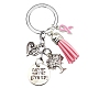 October Breast Cancer Pink Awareness Ribbon Alloy Pendant Keychain for Woman PW-WG17788-01-1