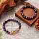 Ensemble de bracelets extensibles en œil de tigre naturel et pierres précieuses 2pcs 2 styles BJEW-SW00091-4