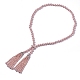 Electroplated Shell Beaded Tassel Necklaces NJEW-G329-03D-1