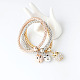 Three-colour Owl Alloy Rhinestone Popcorn Chain Stretch Bracelets BJEW-N0001-052-4