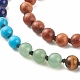Collier double couche de perles de bois rond et de pierres précieuses mélangées avec fermoir magnétique en laiton NJEW-JN03857-7