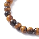 Round Natural Tiger Eye Beads Stretch Bracelet for Girl Women BJEW-JB07151-02-5