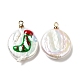 Pendenti di perle keshi naturali in stile barocco con smalto PEAR-G013-02D-2