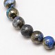 Electroplate Gemstone Natural Pyrite Round Beads Strands G-L129-10mm-01-2
