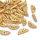 Golden Tone 3 Holes Brass Middle East Rhinestone Bridge Spacers X-RSB024NF-3-1