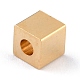 真鍮製スペーサービーズ  長持ちメッキ  丸い穴のある立方体  24KGP本金メッキ  4x4x4mm  穴：1.8mm X-KK-O133-209D-G-3