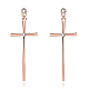Simple Tin Alloy Czech Rhinestone Long Cross Stud Earrings For Women EJEW-BB10545-RG-1