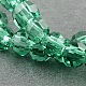 Faceted Dark Cyan Transparent Glass Flat Round Bead Strands X-GLAA-R136-3mm-04-1