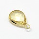 Golden Tone Brass Glass Drop Pendants X-GLAA-J017A-HF18-G-3