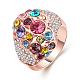 Gorgeous Brass Colorful Czech Rhinestone wide Band Finger Rings for Women RJEW-BB02114-6-1