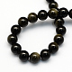 Brillance dorée naturelle perles rondes obsidienne brins G-S157-10mm-2