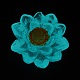 光る透明樹脂デコデンカボション  暗闇で光る蓮の花  ジュエリー作りのための  ライトブルー  22.5~23x9.5mm CRES-F032-B02-2