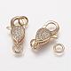 Brass Micro Pave Grade AAA Cubic Zirconia Lobster Claw Clasps ZIRC-K059-01G-NR-1