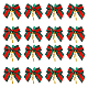スーパーファインディング 40 個ポリエステルちょう結び  ギフトプルボウ  鉄線ツイストタイとベル付き  DIYギフトラップ装飾用  クリスマスパーティーの装飾  ファイヤーブリック  68~76x69x8mm DIY-FH0005-63-1