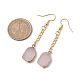 Boucles d'oreilles pendantes en quartz rose naturel EJEW-JE05683-02-3