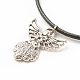 Alloy Fairy Pendant Necklace with Imitation Leather Cord for Women NJEW-JN03862-5