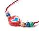 Милый браслет из деревянных бусин в форме сердца для детей BJEW-JB06753-03-5