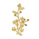合金コネクタラインストーンの設定  花と枝  ゴールドカラー  44.5x23x8mm  穴：2.2mm  2mmのラインストーンに適する X-PALLOY-G253-15G-2