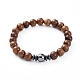 Unisex Wood Beads Stretch Bracelets BJEW-JB04965-2