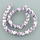 Flower Plum Blossom Printed Porcelain Ceramic Round Beads Strands PORC-O001-10mm-C04-2