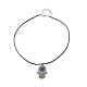 Ожерелье из сплава хамса с эмалью и подвеской от сглаза для женщин NJEW-JN03956-01-4