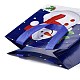 クリスマステーマラミネート不織布防水バッグ  ヘビーデューティストレージ再利用可能なショッピングバッグ  ハンドル付き長方形  ダークブルー  雪だるま模様  21.5x11x21.2cm ABAG-B005-01A-02-3
