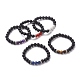 Bracelets élastiques ronds en pierre de lave naturelle BJEW-JB05506-1