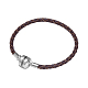 TINYSAND Sterling Silver Braided Leather Bracelet Making TS-B-129-17-1