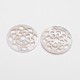 Плоские круглые с цветочными натуральный белый кабошонах оболочки SHEL-L003-45-2