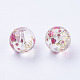 Flower Picture Printed Glass Beads GLAA-E399-12mm-E01-1