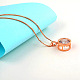 Flat Round Fashion 18K Real Rose Gold Plated Alloy Austrian Crystal Pendant Necklaces NJEW-DD0001-06B-2