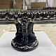 樹脂製水晶玉ディスプレイスタンド  トリプルエジプト猫  ブラック  75x75mm PW-WG48038-01-4