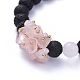 Bracelets extensibles à perles rondes en pierre de lave naturelle BJEW-JB05118-01-2