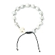 Natural Howlite Round & Cross Braided Bead Bracelets BJEW-TA00321-03-1