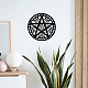 NBEADS Flat Round with Star Metal Wall Art Decor HJEW-WH0067-021-7