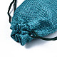 ポリエステル模造黄麻布包装袋巾着袋  クリスマスのために  結婚式のパーティーとdiyクラフトパッキング  ダークシアン  9x7cm ABAG-TD001-9x7-17-2