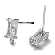 Rhodium Plated 925 Sterling Silver with Clear Cubic Zirconia Stud Earring Findings STER-G036-10P-2