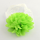 Cordón del bebé accesorios para el cabello cintas para el pelo elástico lindo con la flor del paño OHAR-Q002-09F-1
